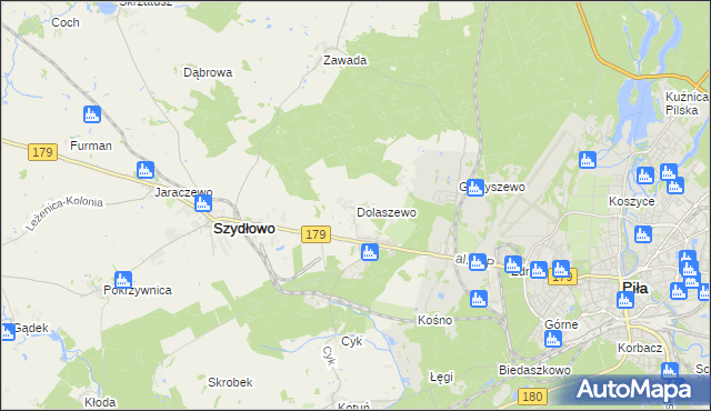mapa Dolaszewo, Dolaszewo na mapie Targeo
