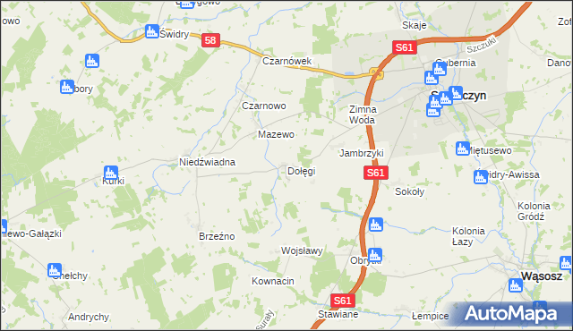 mapa Dołęgi, Dołęgi na mapie Targeo