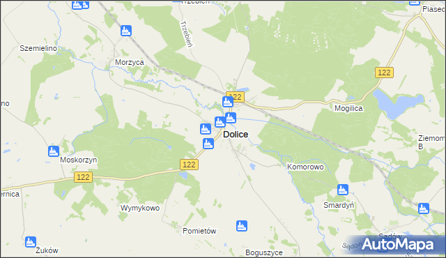 mapa Dolice powiat stargardzki, Dolice powiat stargardzki na mapie Targeo