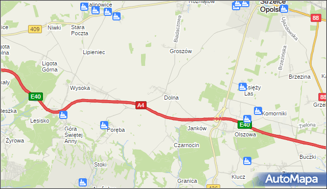 mapa Dolna gmina Leśnica, Dolna gmina Leśnica na mapie Targeo