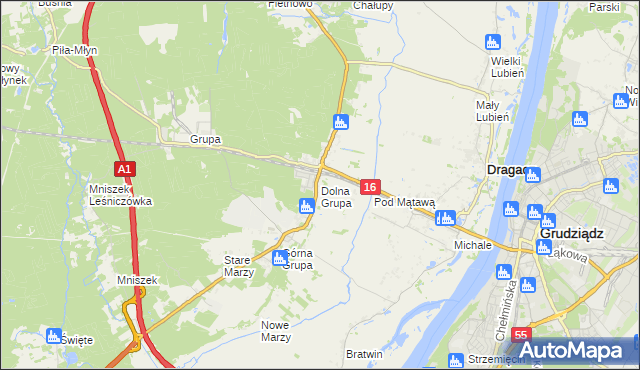 mapa Dolna Grupa, Dolna Grupa na mapie Targeo