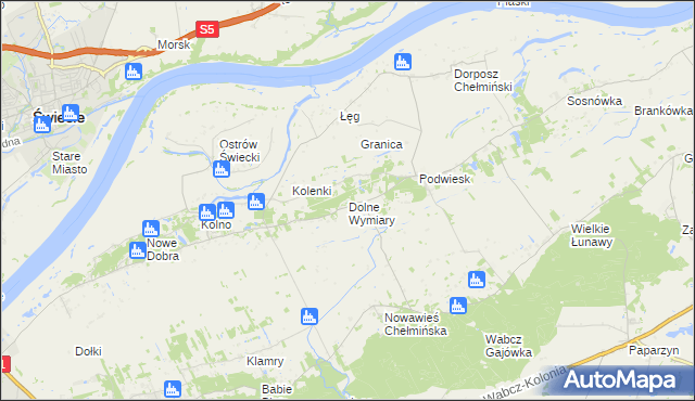 mapa Dolne Wymiary, Dolne Wymiary na mapie Targeo