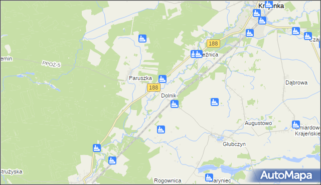 mapa Dolnik gmina Krajenka, Dolnik gmina Krajenka na mapie Targeo