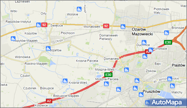 mapa Domaniewek gmina Brwinów, Domaniewek gmina Brwinów na mapie Targeo