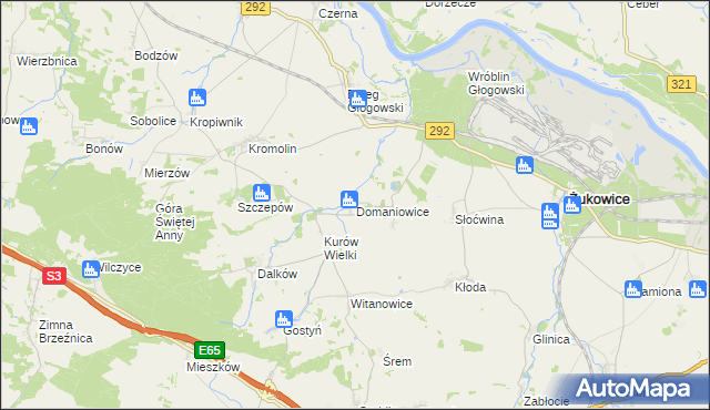 mapa Domaniowice, Domaniowice na mapie Targeo