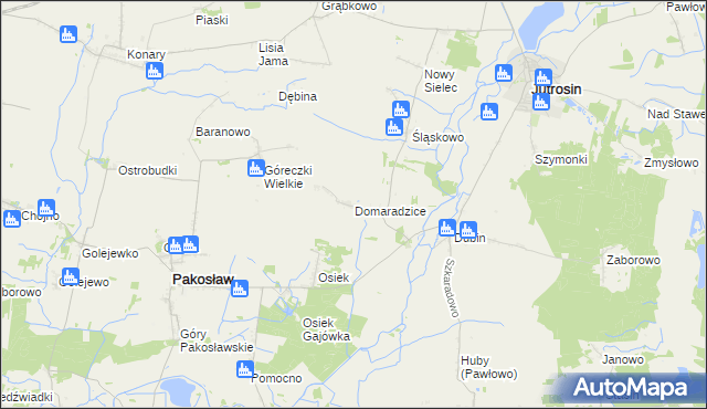 mapa Domaradzice gmina Jutrosin, Domaradzice gmina Jutrosin na mapie Targeo