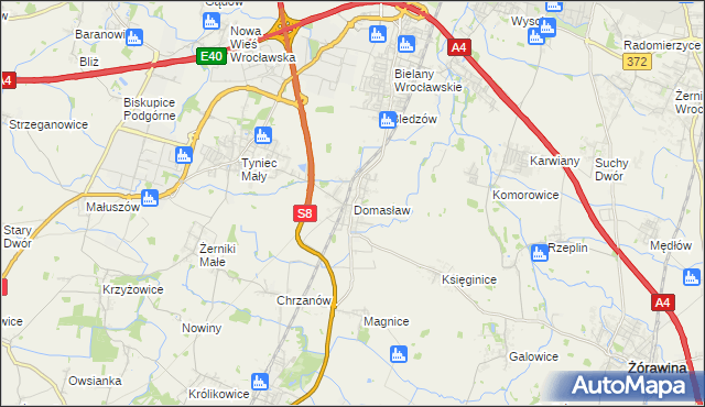 mapa Domasław, Domasław na mapie Targeo