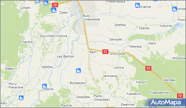 mapa Dominikowice gmina Poddębice, Dominikowice gmina Poddębice na mapie Targeo