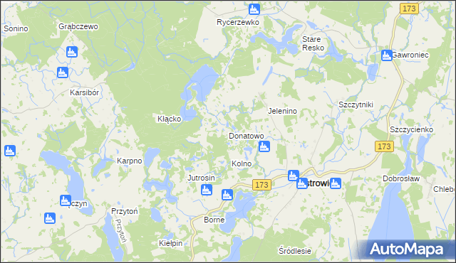 mapa Donatowo gmina Ostrowice, Donatowo gmina Ostrowice na mapie Targeo