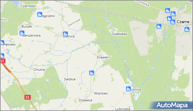 mapa Drawień, Drawień na mapie Targeo