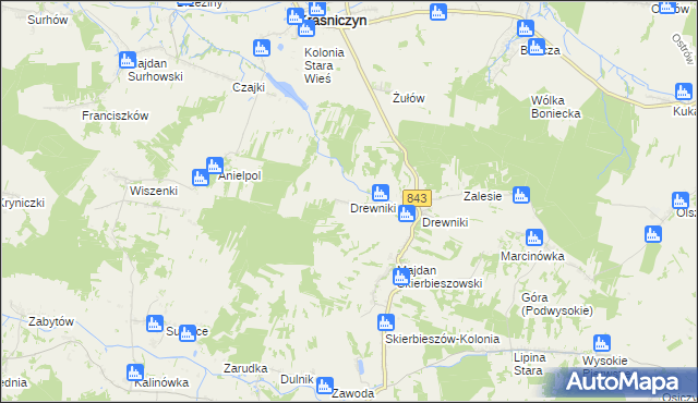 mapa Drewniki gmina Kraśniczyn, Drewniki gmina Kraśniczyn na mapie Targeo