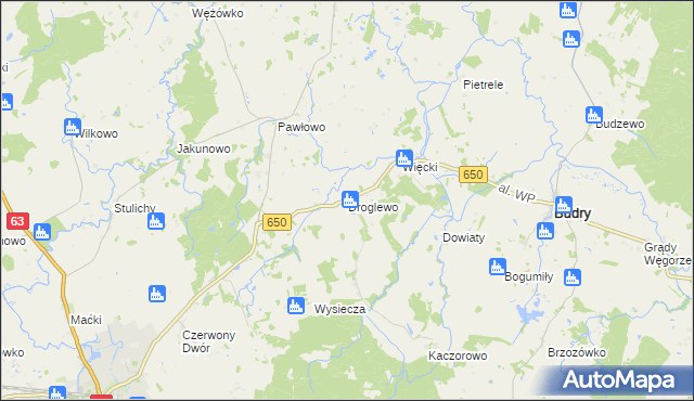 mapa Droglewo, Droglewo na mapie Targeo