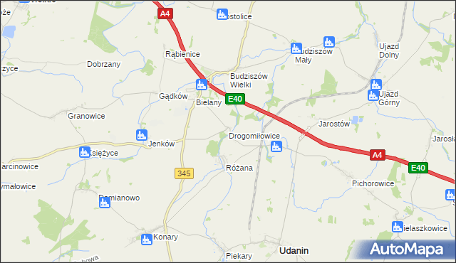 mapa Drogomiłowice, Drogomiłowice na mapie Targeo