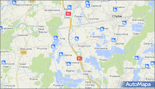 mapa Drogomyśl, Drogomyśl na mapie Targeo