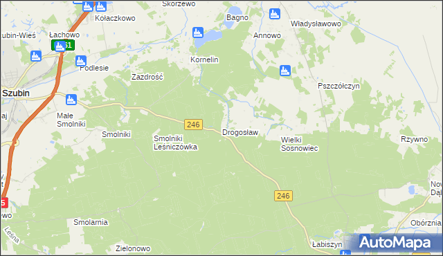 mapa Drogosław gmina Szubin, Drogosław gmina Szubin na mapie Targeo