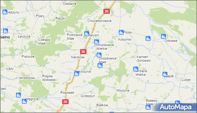 mapa Drozdowice Małe, Drozdowice Małe na mapie Targeo