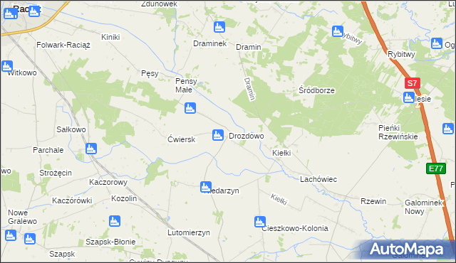 mapa Drozdowo gmina Raciąż, Drozdowo gmina Raciąż na mapie Targeo