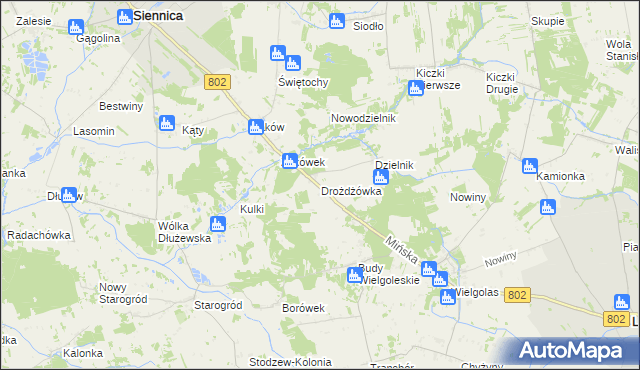 mapa Drożdżówka, Drożdżówka na mapie Targeo