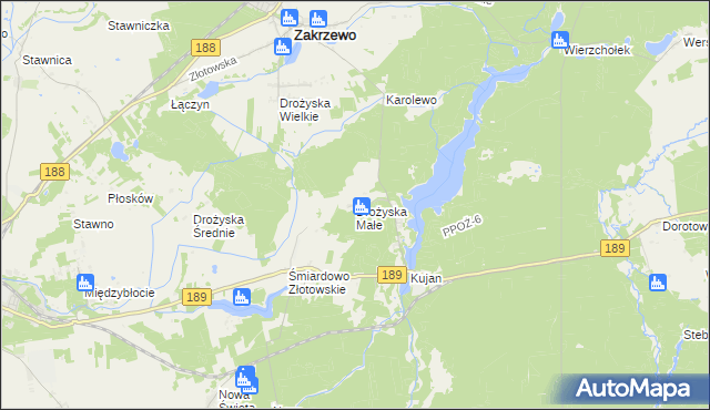 mapa Drożyska Małe, Drożyska Małe na mapie Targeo