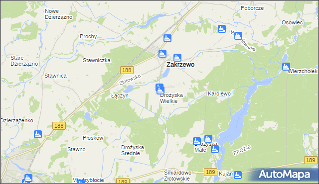 mapa Drożyska Wielkie, Drożyska Wielkie na mapie Targeo