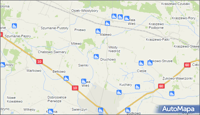 mapa Druchowo, Druchowo na mapie Targeo