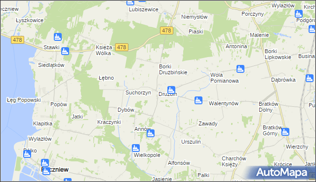 mapa Drużbin, Drużbin na mapie Targeo
