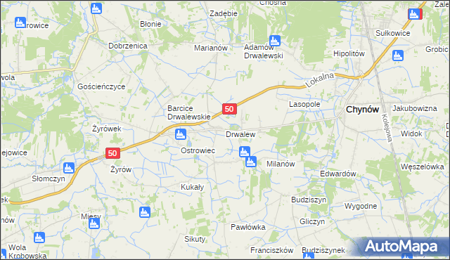 mapa Drwalew gmina Chynów, Drwalew gmina Chynów na mapie Targeo