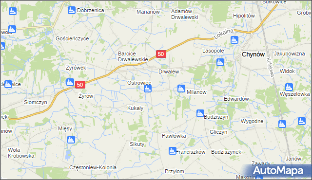 mapa Drwalewice gmina Chynów, Drwalewice gmina Chynów na mapie Targeo