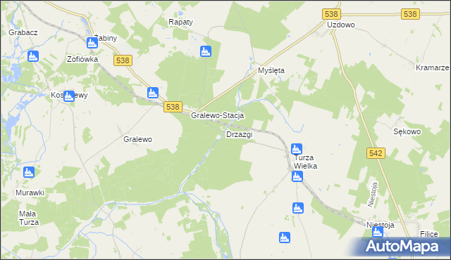 mapa Drzazgi gmina Działdowo, Drzazgi gmina Działdowo na mapie Targeo