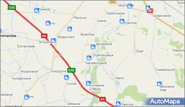 mapa Drzemlikowice, Drzemlikowice na mapie Targeo