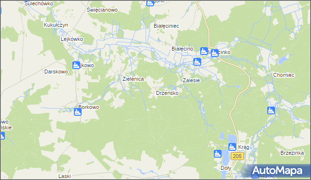 mapa Drzeńsko gmina Malechowo, Drzeńsko gmina Malechowo na mapie Targeo