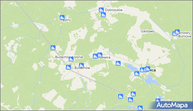 mapa Drzewica gmina Bytnica, Drzewica gmina Bytnica na mapie Targeo