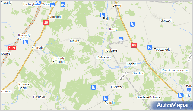 mapa Dubiażyn, Dubiażyn na mapie Targeo
