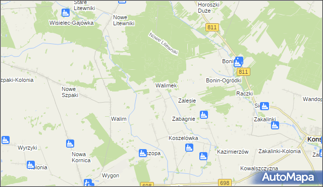 mapa Dubicze gmina Sarnaki, Dubicze gmina Sarnaki na mapie Targeo
