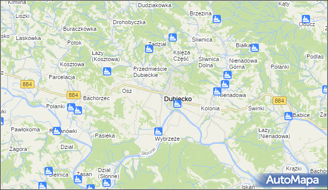 mapa Dubiecko, Dubiecko na mapie Targeo