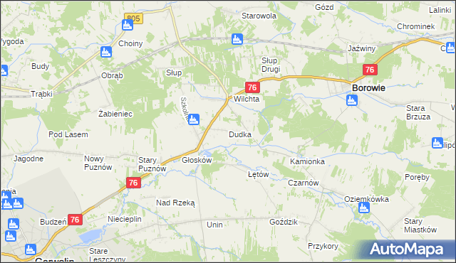 mapa Dudka gmina Borowie, Dudka gmina Borowie na mapie Targeo