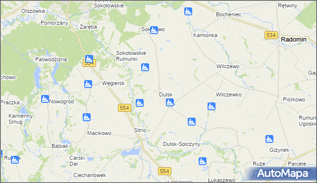 mapa Dulsk gmina Radomin, Dulsk gmina Radomin na mapie Targeo