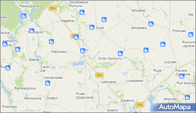 mapa Dulsk-Spiczyny, Dulsk-Spiczyny na mapie Targeo