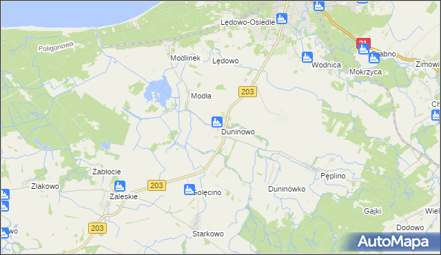 mapa Duninowo, Duninowo na mapie Targeo