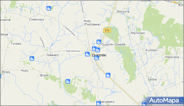 mapa Duszniki powiat szamotulski, Duszniki powiat szamotulski na mapie Targeo