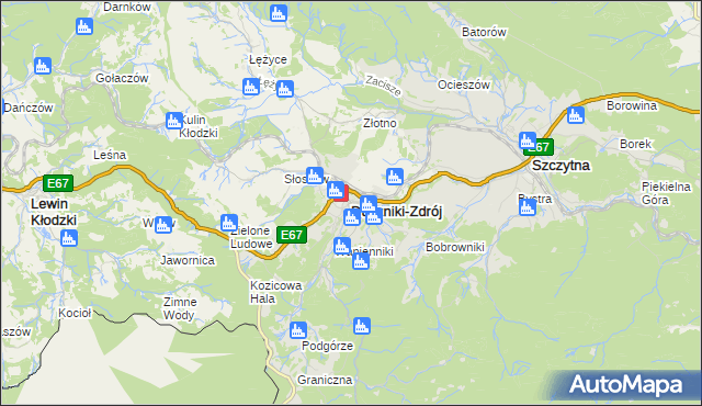 mapa Duszniki-Zdrój, Duszniki-Zdrój na mapie Targeo