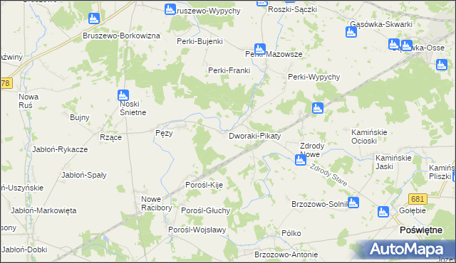 mapa Dworaki-Pikaty, Dworaki-Pikaty na mapie Targeo