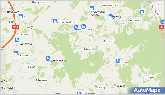 mapa Dybła, Dybła na mapie Targeo