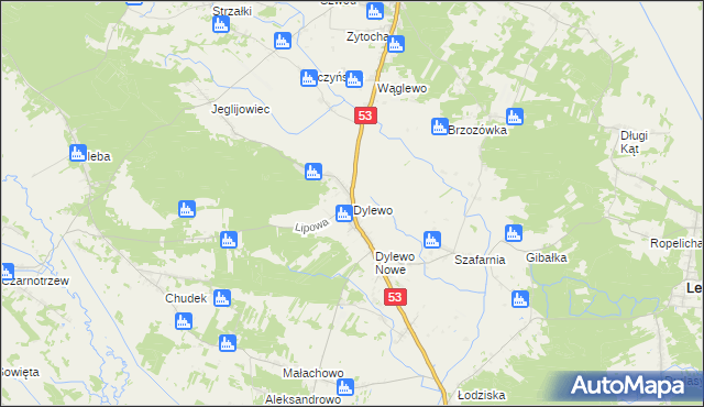 mapa Dylewo gmina Kadzidło, Dylewo gmina Kadzidło na mapie Targeo