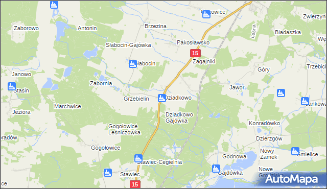 mapa Dziadkowo gmina Cieszków, Dziadkowo gmina Cieszków na mapie Targeo