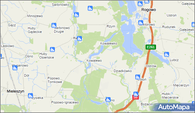 mapa Dziadkowo gmina Mieleszyn, Dziadkowo gmina Mieleszyn na mapie Targeo