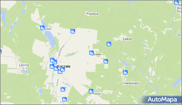 mapa Działek gmina Koczała, Działek gmina Koczała na mapie Targeo