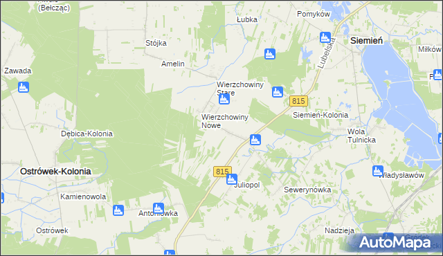 mapa Działyń gmina Siemień, Działyń gmina Siemień na mapie Targeo