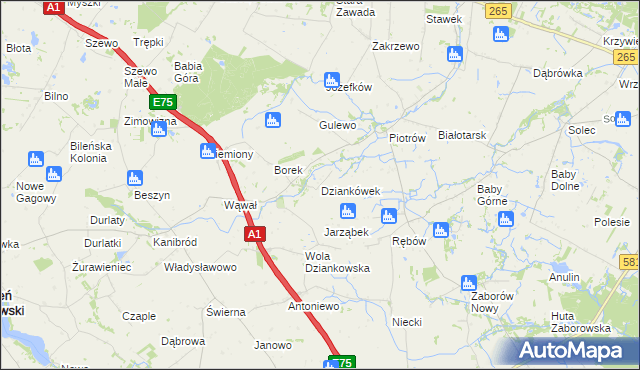 mapa Dziankówek, Dziankówek na mapie Targeo