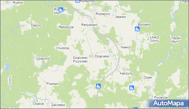 mapa Dzięcielec, Dzięcielec na mapie Targeo